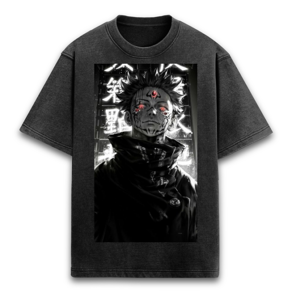 Ryomen Sukuna Acid Washed Oversized T-Shirt