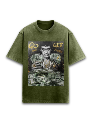 Dollar Bills Acid Washed Oversized T-Shirt