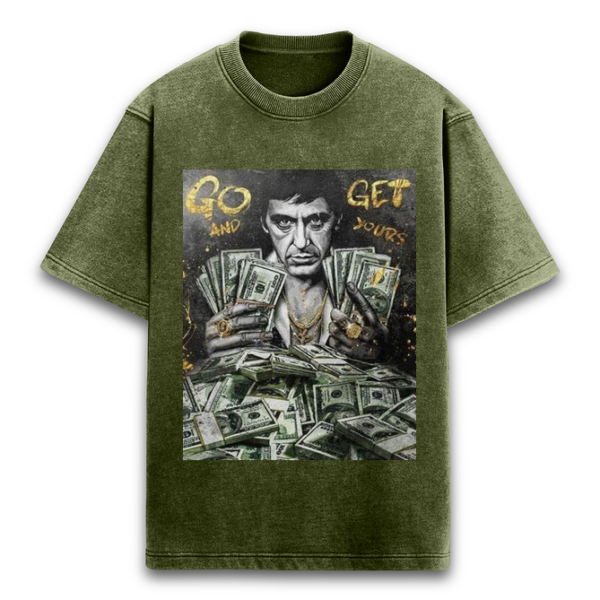 Dollar Bills Acid Washed Oversized T-Shirt